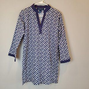 Cape Madras Tunic Shirt Womens Extra Small Blue